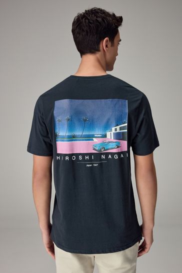 Hiroshi Nagai Car Navy Blue Artist Licence T-Shirt