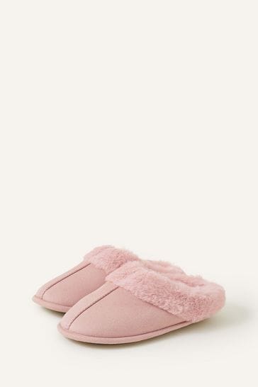 Pantuflas estilo chinelas de piel sintética en rosa de Accessorize