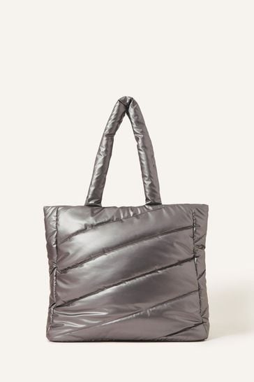 Accessorize Silver Metallic Tote Bag