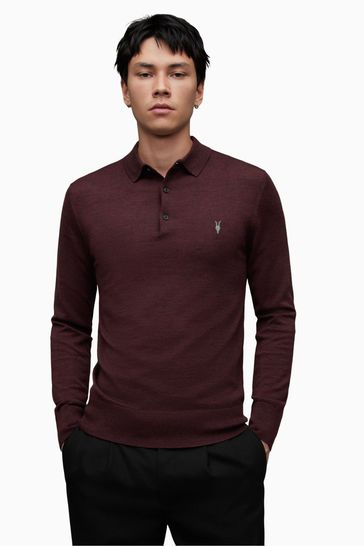 Buy AllSaints Red Mode Merino Polo Shirt from Next Luxembourg