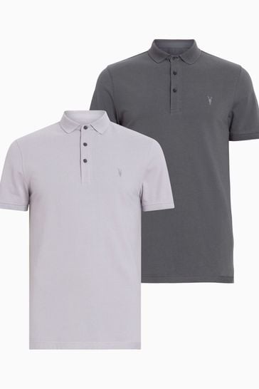 AllSaints Grey Reform Polo Shirts 2 Pack