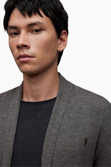 Buy All Saints Grey Mode Merino Open Car Cardigan from Next Luxembourg