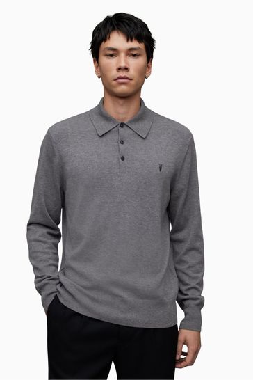 AllSaints Grey Kilburn Polo Shirt