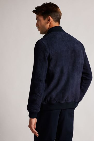 Buy Ted Baker Blue Suede Funnel Bomber Jacket from Next Australia