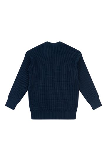 Blue knitted hot sale jumper mens