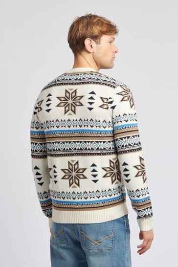 Buy U.S. Polo Assn. Mens Cream Fair Isle Crew Neck Jumper from