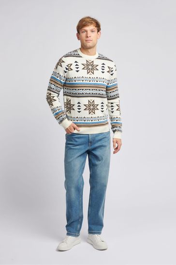 Mens cream sales crew neck jumper