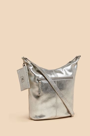 White Stuff Fern Silver Leather Cross-Body Bag