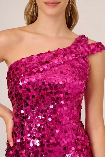 Adrianna papell one 2025 shoulder sequin dress