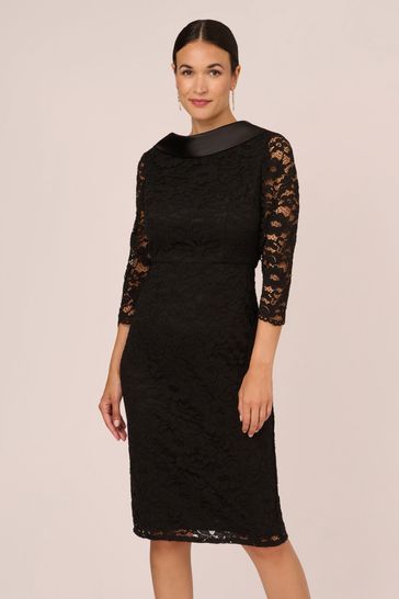 Adrianna Papell Roll Neck Sheath Black Dress