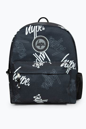 Hype. Unisex Multi Script Badge Black Backpack