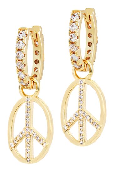 Celeste Starre Gold Tone Peace Out Earrings