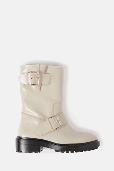 Cream top biker boots