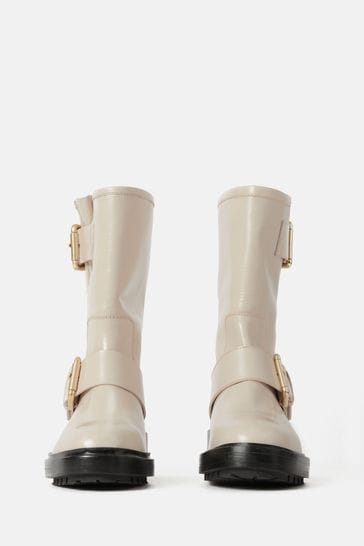 Jigsaw Cream Biker Boots