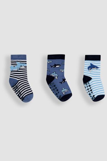 JoJo Maman Bébé Navy 3-Pack Shark Socks