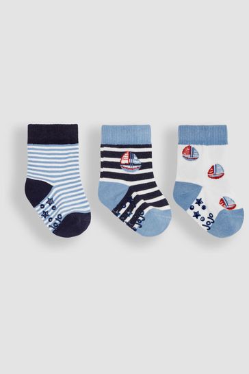 JoJo Maman Bébé Blue 3-Pack Nautical Socks