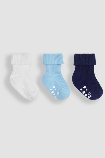 JoJo Maman Bébé Blue 3-Pack Cotton Socks