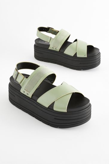 Sage Green Regular/Wide Fit Chunky Wedge Sandals