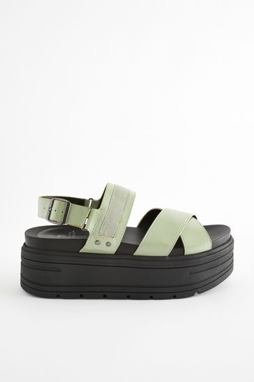 Buy Sage Green Regular Wide Fit Chunky Wedge Sandals from Next Bahrain