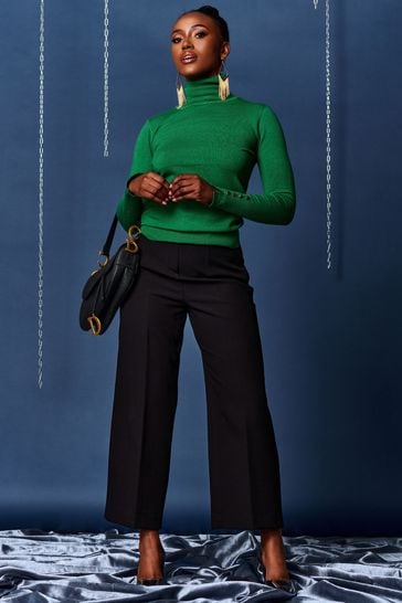 Buy Jolie Moi Green Turtleneck Fine Knit Fitted Jumper from Next