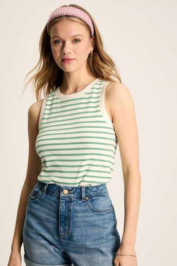 Joules Harbour Cream & Green Striped Jersey Vest