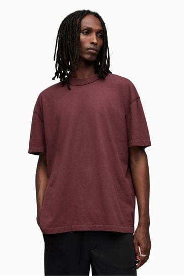 AllSaints Red Isac Short Sleeve Crew T-Shirt