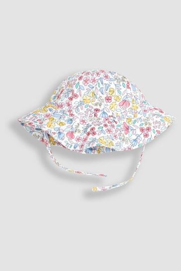 JoJo Maman Bébé Pink Meadow Floral Floppy Sun Hat