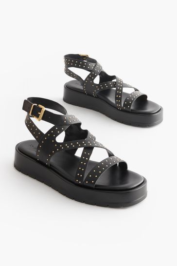 Black studded flatforms 2025