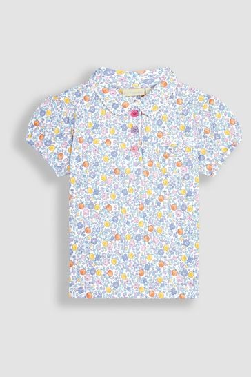 JoJo Maman Bébé Lilac Lemon Ditsy Floral Pretty Polo Shirt