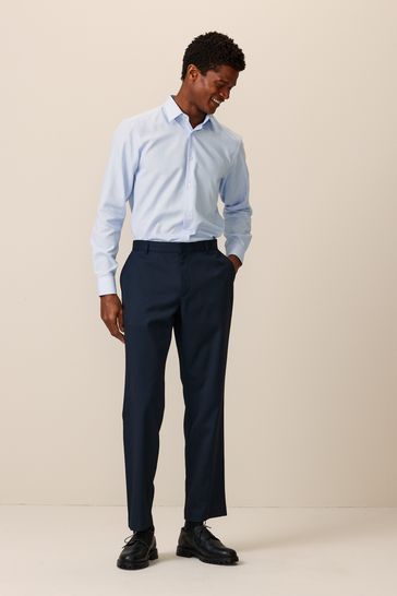 Buy Navy Blue Regular Fit Plain Front Smart Trousers from Next Turkey