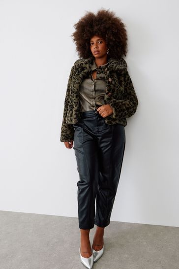 Buy Oliver Bonas Green Animal Faux Fur Coat from Next Australia