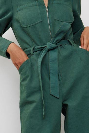 Buy Oliver Bonas Green Washed Herringbone Jumpsuit from Next Croatia