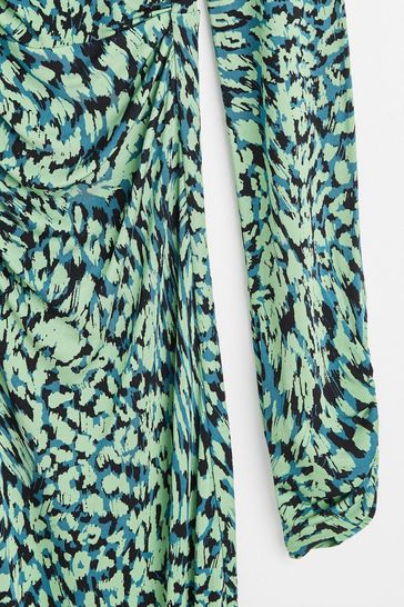 Oliver bonas teal animal print dress online