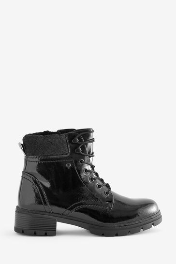 Pavers Lace-Up Black Ankle Boots