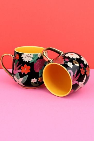 Tache Set of Rounded Floral Mugs