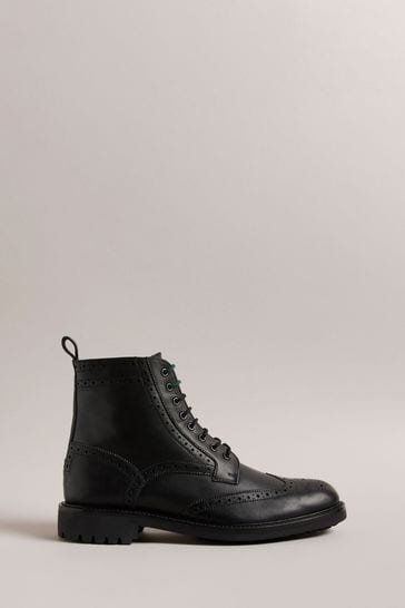 Ted Baker Black Chunky Leather Jakobe Lace-Up Boots