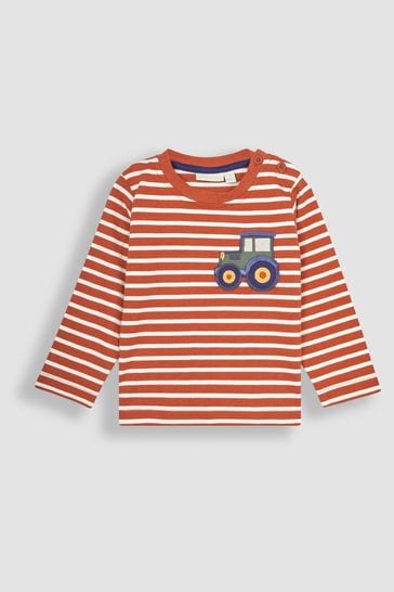 JoJo Maman Bébé Orange Tractor Appliqué Pocket Top