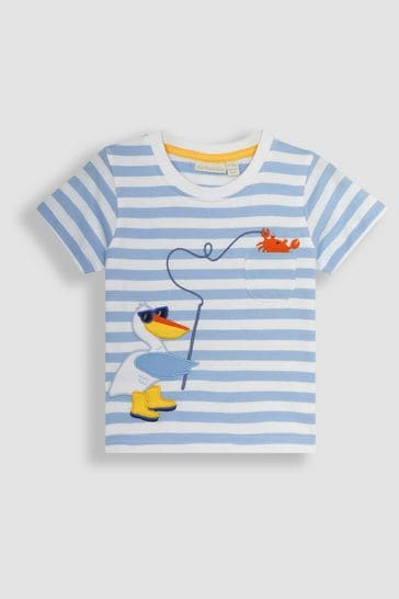JoJo Maman Bébé Blue Pelican Appliqué Pocket T-Shirt