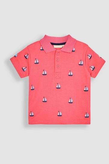 JoJo Maman Bébé Pink Sailboat Embroidered Polo Shirt