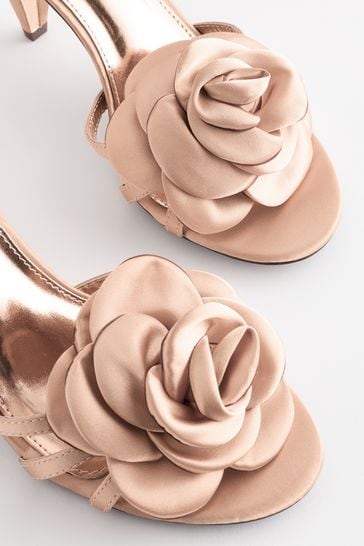 Rose gold flower heels sale