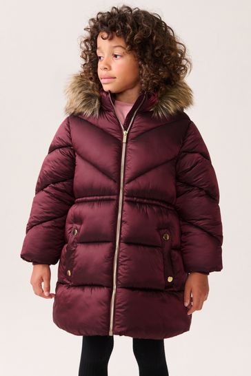 F&f faux fur trim shower resistant padded jacket deals