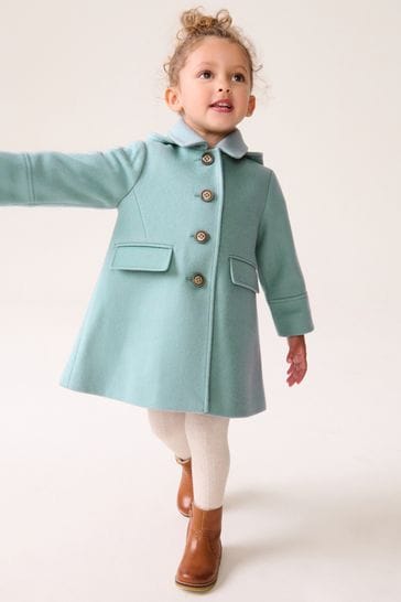 Buy Mint Green Single Breasted Hooded Coat with Wool 3mths 10yrs from Next Turkey