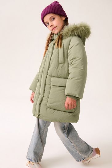 Fur trim padded coat 2025