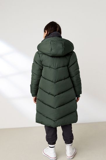 Buy Khaki Green Longer Length Shower Resistant Faux Fur Lined Hooded Padded Coat 3 16yrs from Next Bahrain