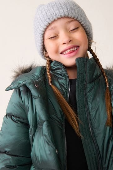 Buy Green Shower Resistant Faux Fur Trim Double Layer Padded Coat 3 16yrs from Next Bahrain