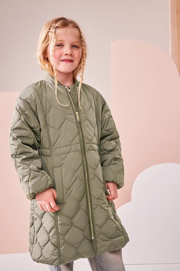 Khaki quilted coat shop