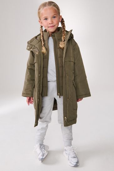 Buy Khaki Green Shower Resistant Double Layer Parka 3 16yrs from Next Bahrain