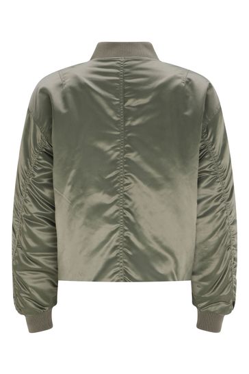 Green satin bomber hot sale
