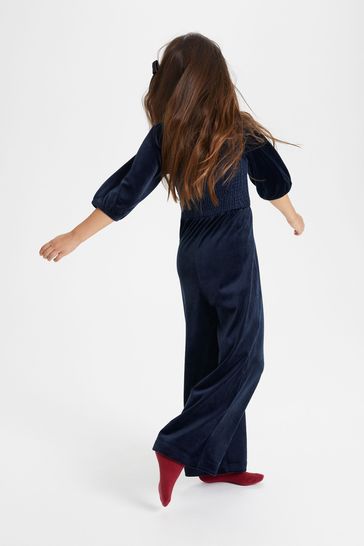 Navy velour sales jumpsuit