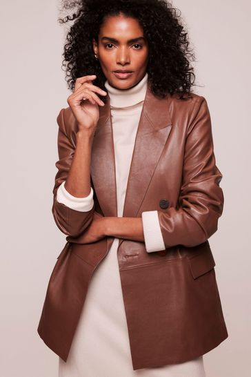 Mint Velvet Tan Leather Blazer